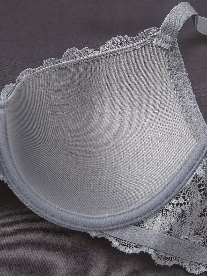 DesireSculpt 3pcs/Set Women's Underwire Lace Bras, Comfortable & Supportive Push Up Bras Lace Bras Multipack Bralettes For Women Lace^
