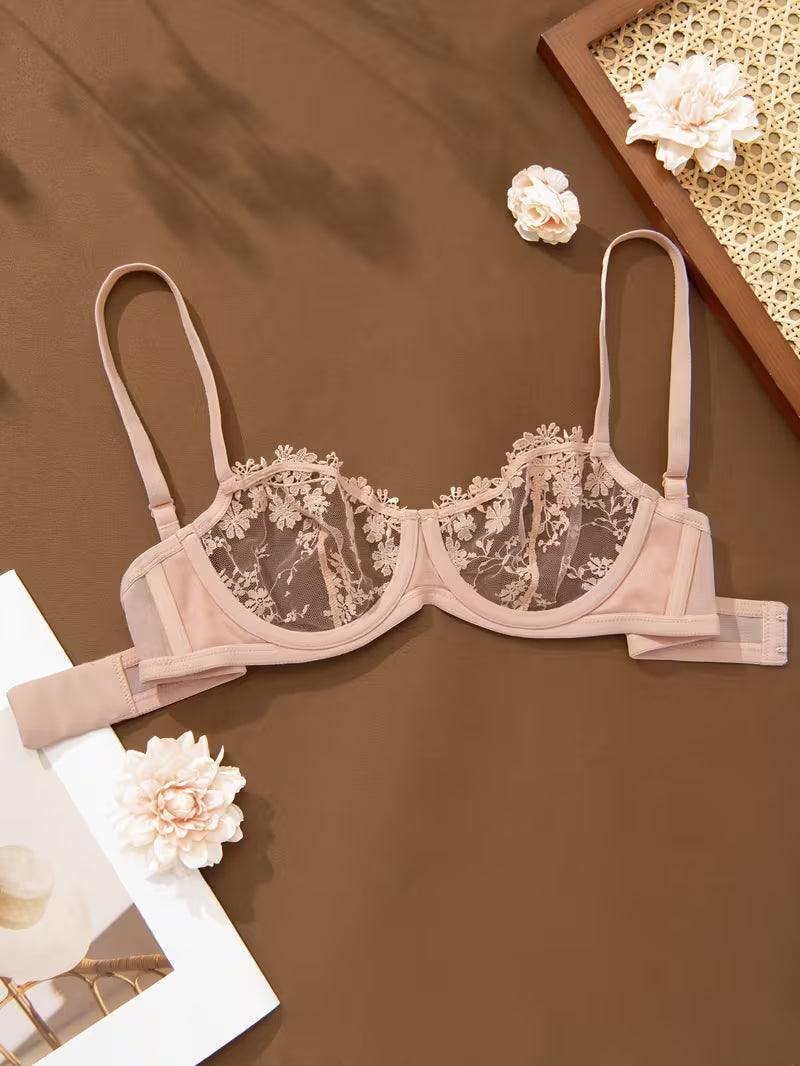 Floral net bra