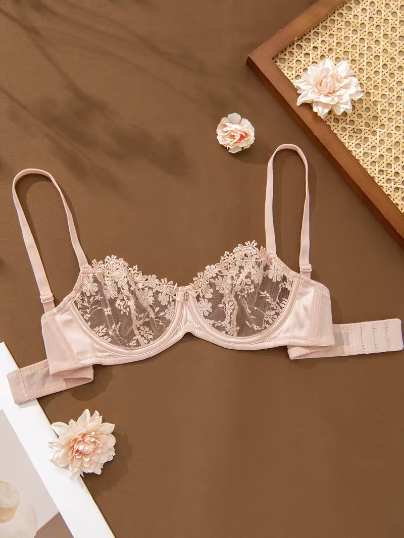 Floral net bra