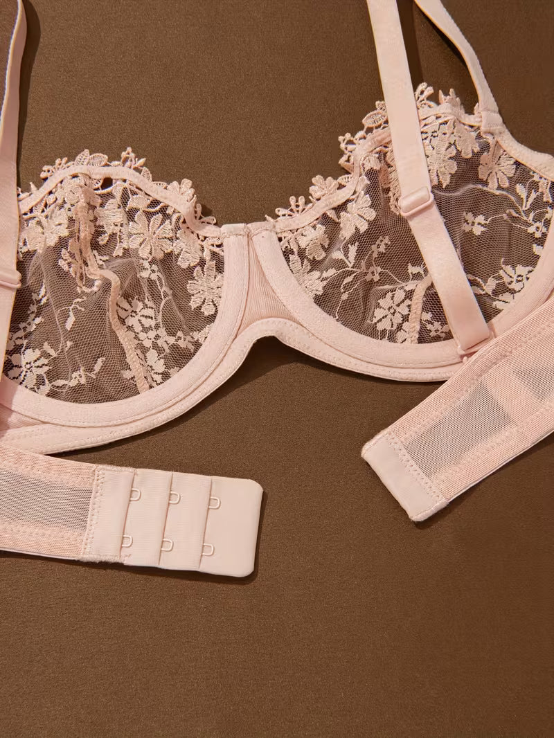 Floral net bra