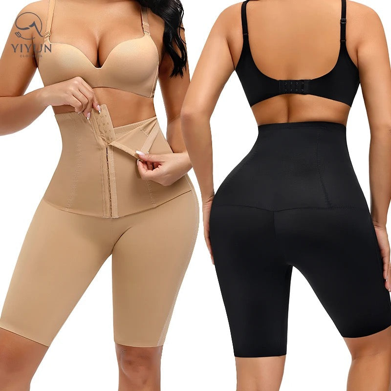 Easy button stripped body shaper